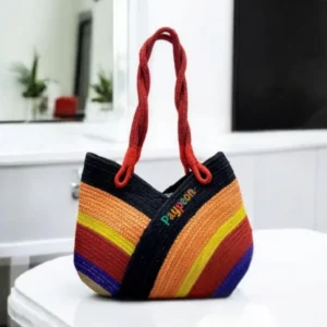 Rainbow Stripes Jute Handbag